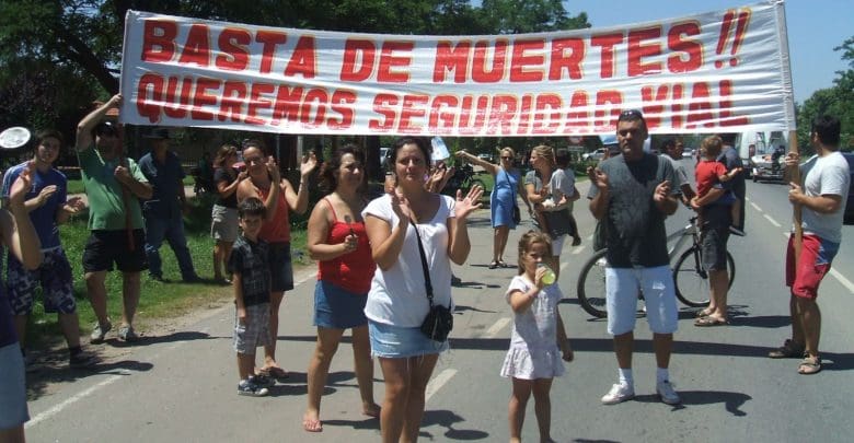 Manifestación por seguridad vial en Anisacate