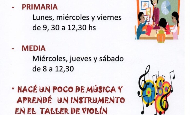 apoyo escolar y violin 1 - Diario Resumen de la región