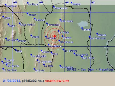 Epicentro del movimiento (INPRES)