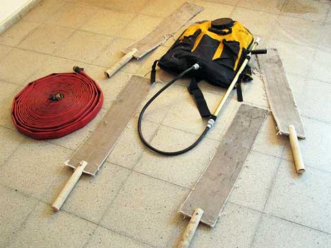 Mochila hidrante y línea de 1 mm y de 20 mts de largo