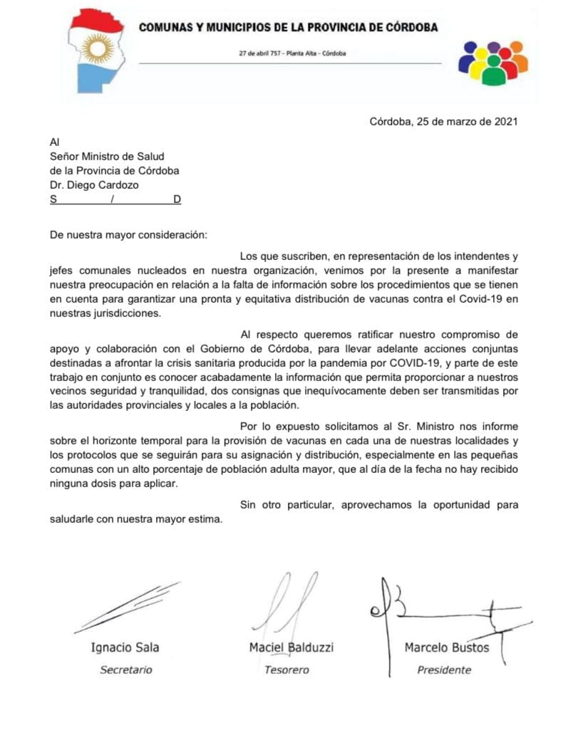 comunicado vacunas comupro - Diario Resumen de la región