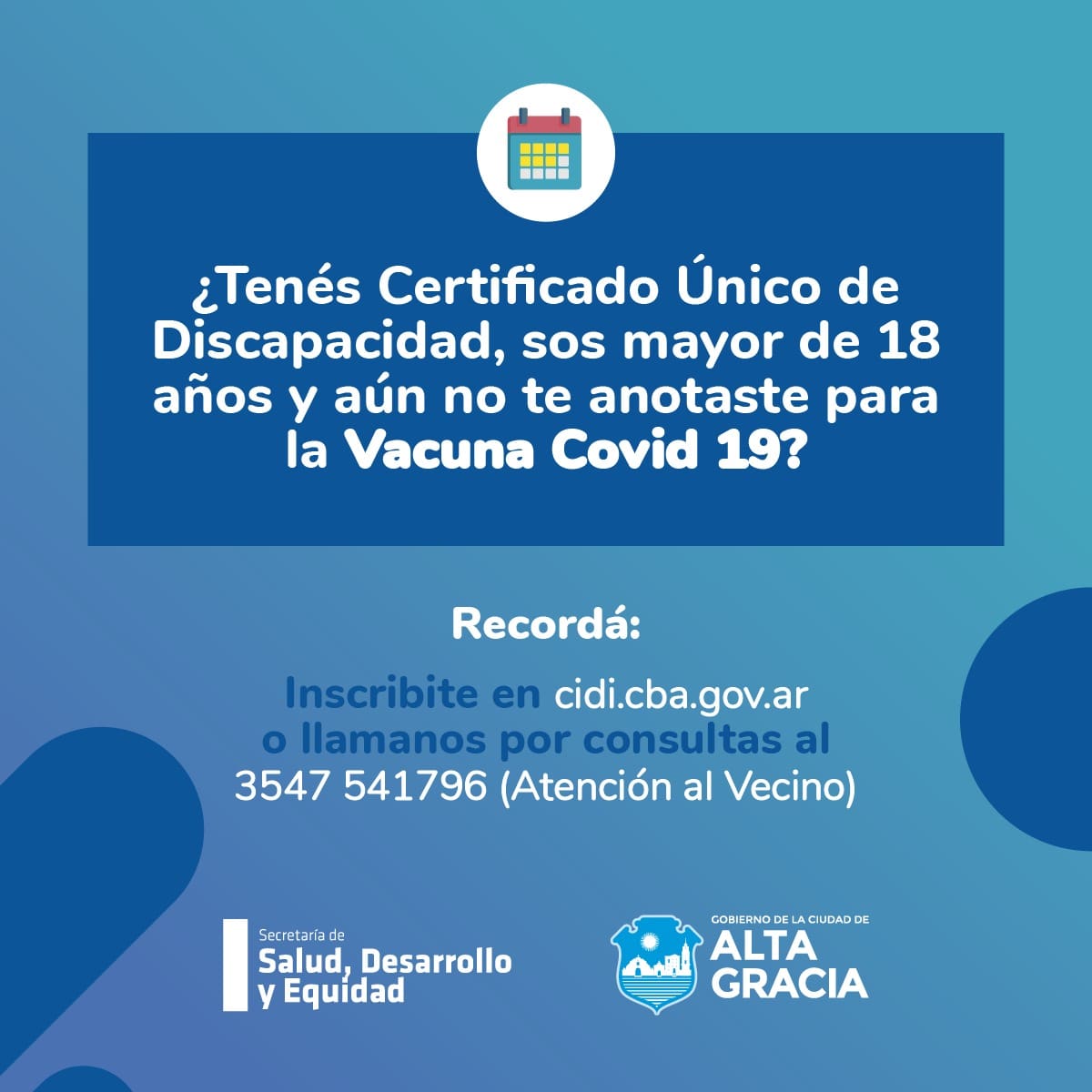 inscripcion vacuna personas con discapacidad - Diario Resumen de la región