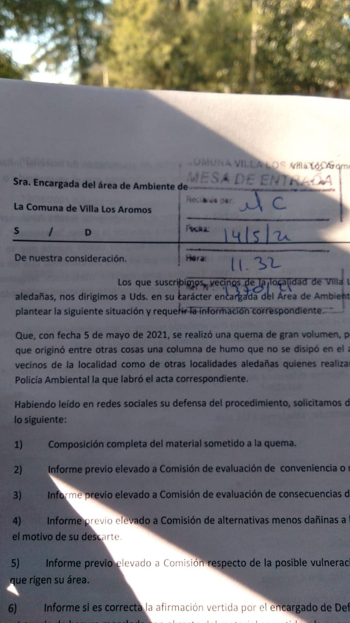 los aromos quema nota secretaria de ambiente - Diario Resumen de la región