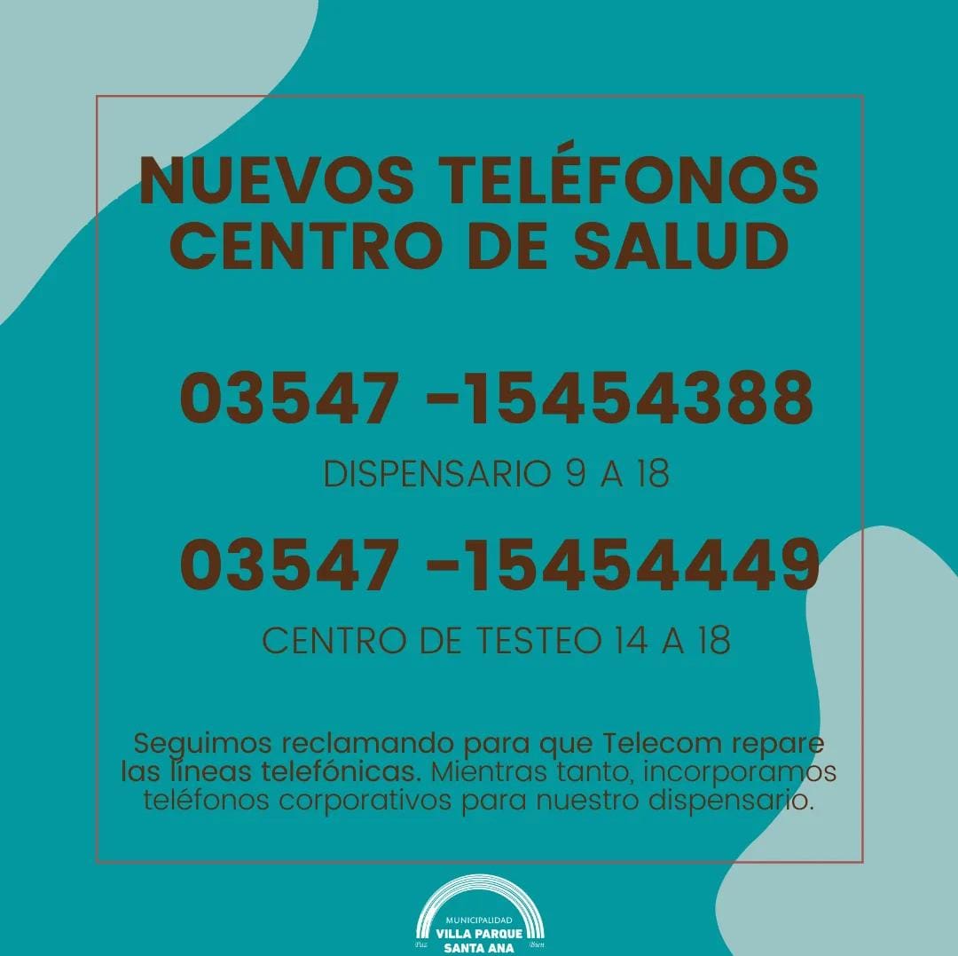 telefonos dispensario villa parque santa ana - Diario Resumen de la región